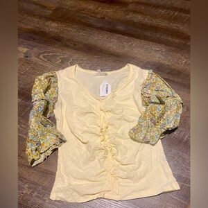 Merci &merci Contrast Puff Sleeve Top